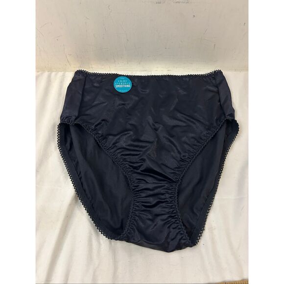 Vanity Fair high cut nylon briefs black panties size 9 xxl new #48301 - Picture 1 of 5